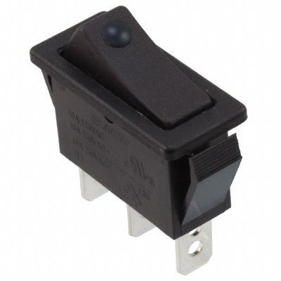 R4BBLKBLKGRNEF1 by E-Switch - ROCKER SWITCH SPST 20A 125V