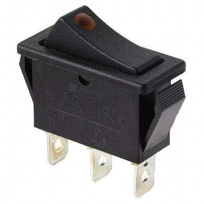R4BBLKBLKYELEF1 by E-Switch - ROCKER SWITCH SPST 20A 125V