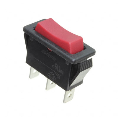 R4GBLKREDEFO by E-Switch - ROCKER SWITCH SPDT 15A 125V