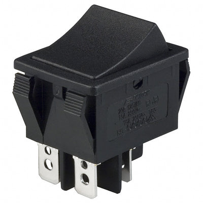 R5ABLKBLKEF0 by E-Switch - ROCKER SWITCH DPST 20A 125V