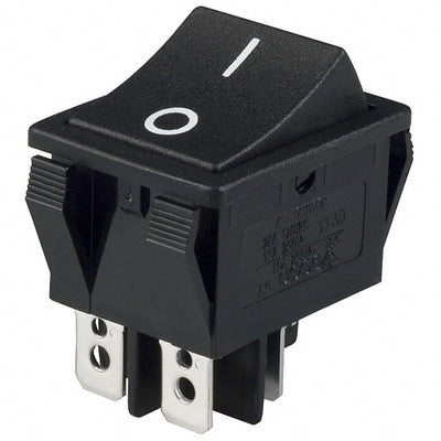 R5ABLKBLKFF0 by E-Switch - ROCKER SWITCH DPST 20A 125V