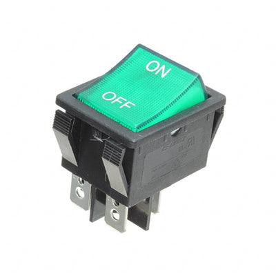 R5BBLKGRNIF2 by E-Switch - ROCKER SWITCH DPST 20A 125V