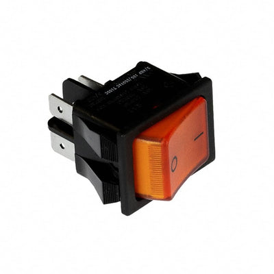R5BBLKREDIF1 by E-Switch - ROCKER SWITCH DPST 20A 125V