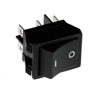 R5CBLKBLKGF0 by E-Switch - ROCKER SWITCH DPDT20A 125V