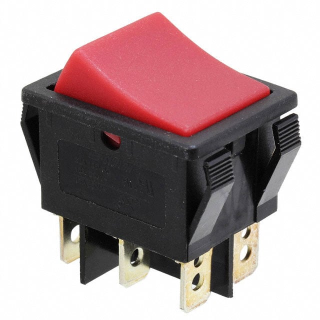 R5CBLKREDEF0 by E-Switch - ROCKER SWITCH DPDT20A 125V