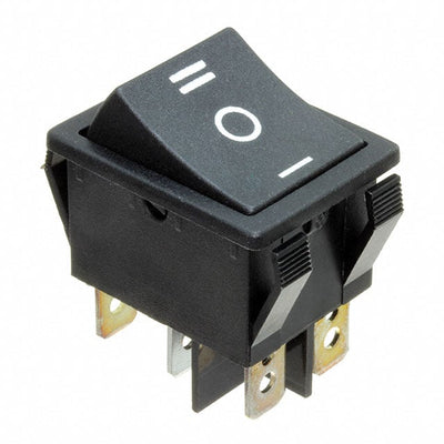 R5DBLKBLKBF0 by E-Switch - ROCKER SWITCH DPDT15A 125VAC