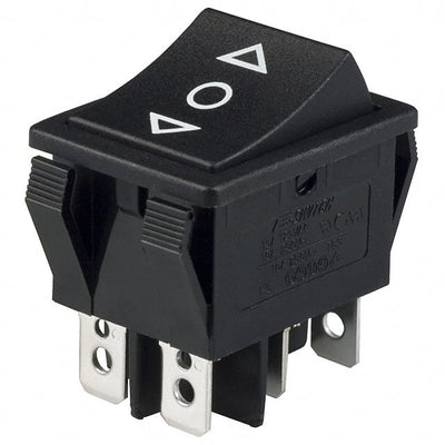 R5DBLKBLKHF0 by E-Switch - ROCKER SWITCH DPDT15A 125V