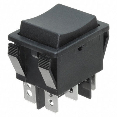 R5IBLKBLKEF0 by E-Switch - ROCKER SWITCH DPDT15A 125V