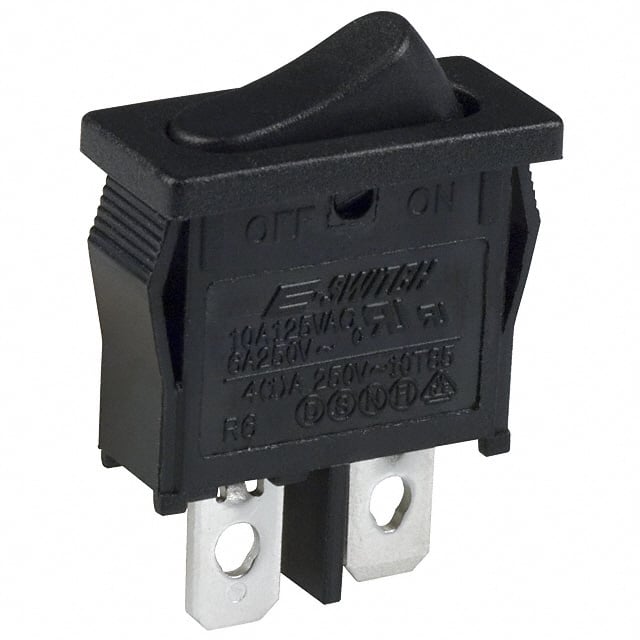 R6ABLKBLKEF by E-Switch - ROCKER SWITCH SPST 10A 125V