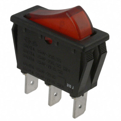 RB141D1000-116 by E-Switch - ROCKER SWITCH SPST 20A 125V
