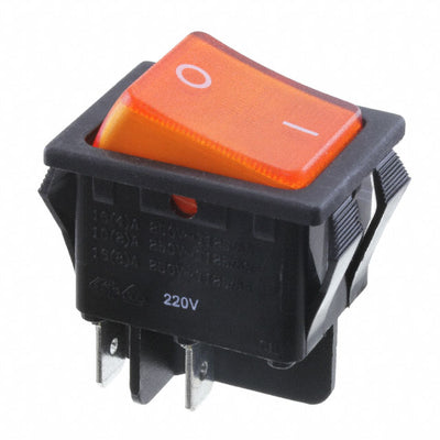 RB242D1021-127 by E-Switch - ROCKER SWITCH DPST 20A 125V