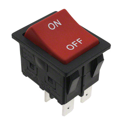 RBW2ABLKREDIF0 by E-Switch - ROCKER SWITCH DPST 16A 125V