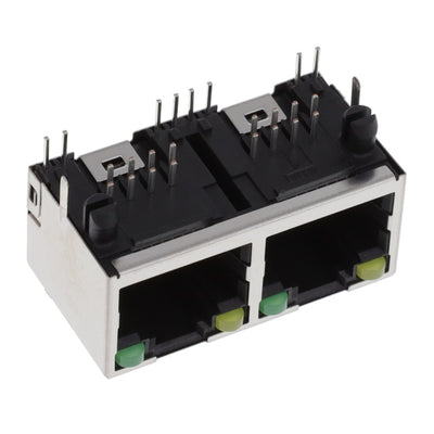 RJE392886410 by Amphenol ICC (Commercial Products) - RA, 8P8C, TWO PORT, WITH SHIELD,