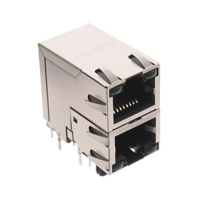 RJSAE5385A2 by Amphenol ICC (Commercial Products) - RJ45, STACKED, SHIELD, LEDS, 2 P