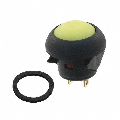 RP8100B1M1CEBLKYELNIL by E-Switch - SWITCH PB SPST-NO 0.125A 125V
