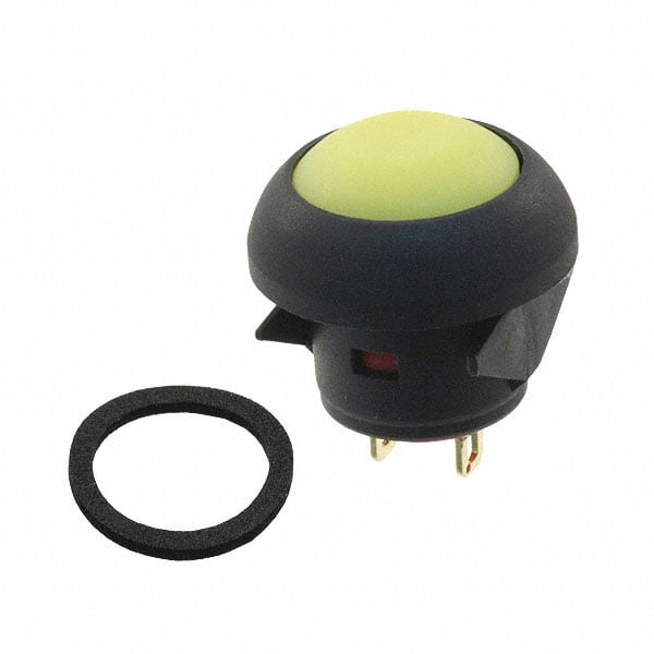 RP8100B1M1CEBLKYELNIL by E-Switch - SWITCH PB SPST-NO 0.125A 125V