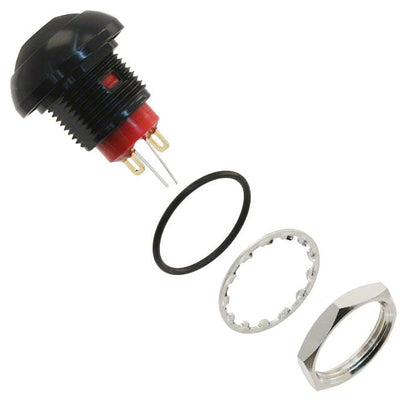 RP8300B2M1CEBLKBLKRED by E-Switch - SWITCH PB SPST-NO 200MA 250V