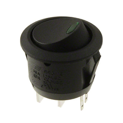 RR3112LBLKBLKGRNEF3 by E-Switch - ROCKER SWITCH SPST 16A 125V