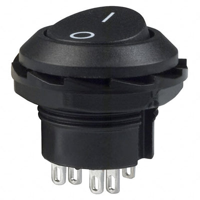 RR3130BBLKBLKFS by E-Switch - ROCKER SWITCH DPDT10A 125V