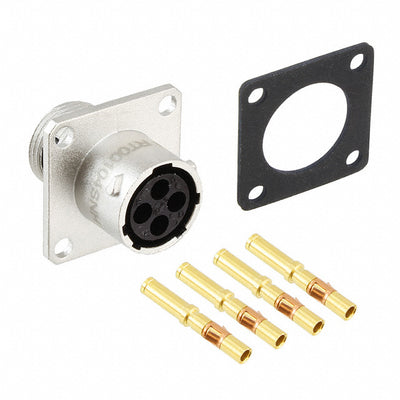 RT00104SNH-K by Amphenol Sine Systems Corp - CONNECTOR RECPT FMALE 4POS GOLD CRIMP