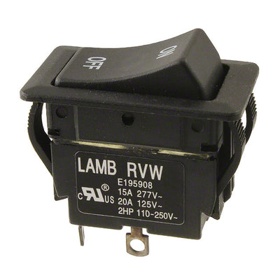 RVW52D1123 by E-Switch - ROCKER SWITCH DPST 20A 125V