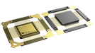 Two Texas Instruments microcontrollers on a white background