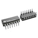 Two Texas Instruments electronic integrated circuit components, one shown from the side with ten pins and the other from the top view showing eighteen pins, on a white background.