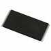 Black rectangular component with silver pins on a white background