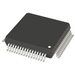 Black integrated circuit with silver pins on a white background