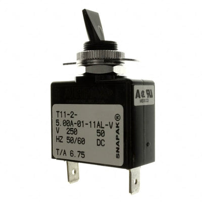 T11-2-5.00A-01-11AL-V by Sensata-Airpax - CIR BRKR MAGHYDR 5A 250VAC 65VDC