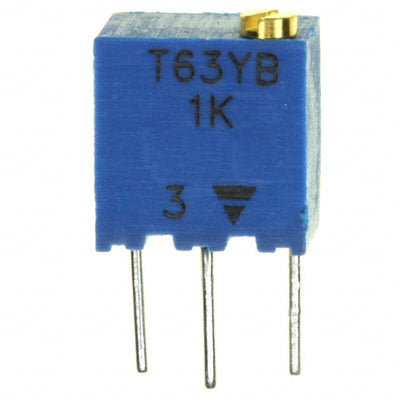 T63YB102KT20 by Vishay Sfernice - TRIMMER 1K OHM 0.25W PC PIN TOP