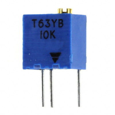 T63YB103KT20 by Vishay Sfernice - TRIMMER 10K OHM 0.25W PC PIN TOP
