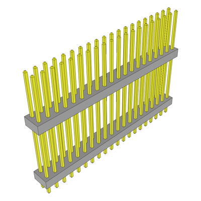 Fence with yellow metal stakes on a white background