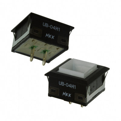 UB04KW015F by NKK Switches - INDICATOR SQ BLK HSNG GREEN LED