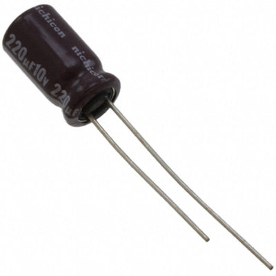 UPB1A221MED by Nichicon - ALUMIN CAP 220UF 20% 10V RADIAL