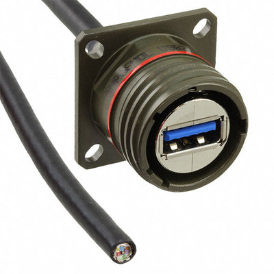 USB3FTV2SA03GOPEN by Amphenol Socapex - CABLE A RCPT TO OPEN W/COUPL 0.98