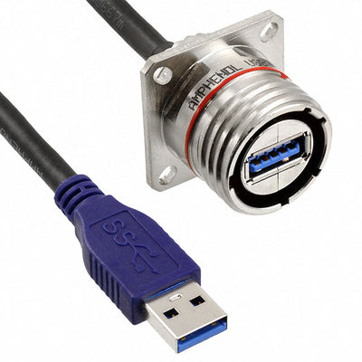 USB3FTV2SA03NASTR by Amphenol Socapex - CABLE A RCPT-A PLUG W/COUPL 0.98