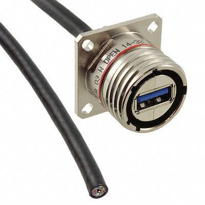 USB3FTV2SA03NOPEN by Amphenol Socapex - CABLE A RCPT TO OPEN W/COUPL 0.98