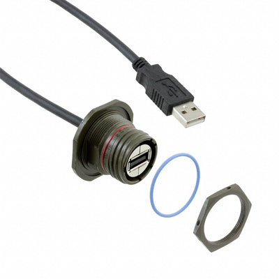 USBFTV7SA2G05A by Amphenol Socapex - CABLE USB2.0 A RCPT-A PLUG W/COUPL