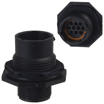 UTS71210P by Souriau-Sunbank by Eaton - CONNECTOR RECPT HSNG MALE 10POS PNL MT