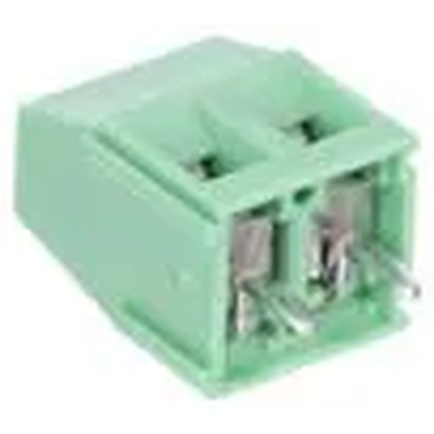 Green electrical connector on a white background