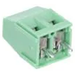 Green electrical connector on a white background