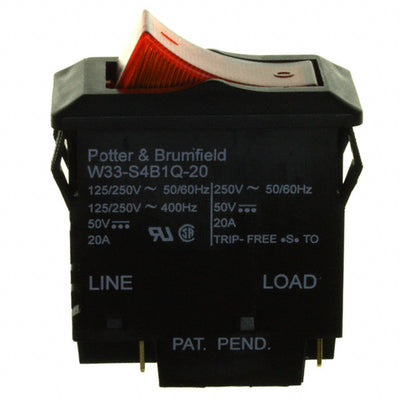 W33-S4B1Q-20 by TE Connectivity Potter & Brumfield Relays - THERMAL CIRCUIT BREAKER20A 250VAC 50VDC