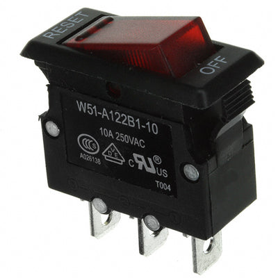 W51-A122B1-10 by TE Connectivity Potter & Brumfield Relays - THERMAL CIRCUIT BREAKER10A 250VAC 50VDC