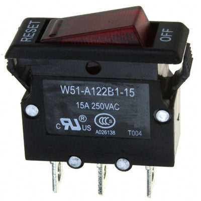 W51-A122B1-15 by TE Connectivity Potter & Brumfield Relays - THERMAL CIRCUIT BREAKER15A 250VAC 50VDC
