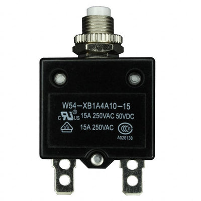 W54-XB1A4A10-15 by TE Connectivity Potter & Brumfield Relays - THERMAL CIRCUIT BREAKER15A 250VAC