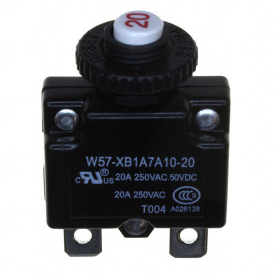 W57-XB1A7A10-20 by TE Connectivity Potter & Brumfield Relays - THERMAL CIRCUIT BREAKER20A 250VAC