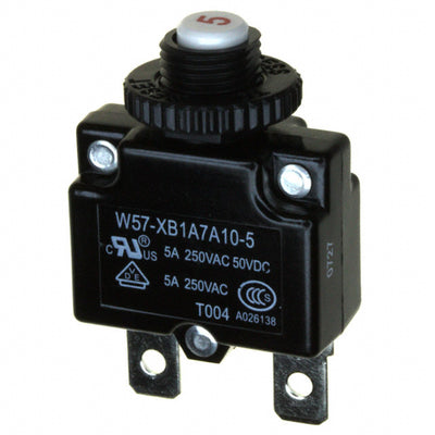 W57-XB1A7A10-5 by TE Connectivity Potter & Brumfield Relays - THERMAL CIRCUIT BREAKER5A 250VAC