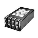 Black electronic device with multiple batteries on a white background