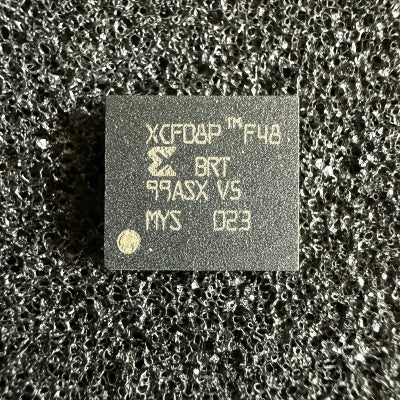 Microchip with text on a textured surface